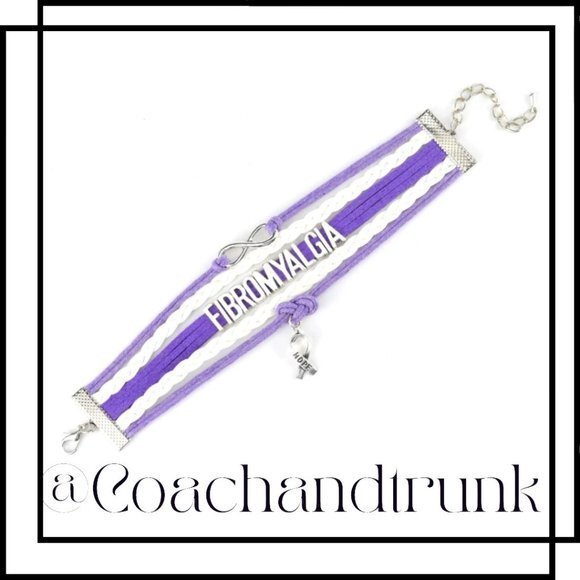 C&T JEWELRY FOR A CAUSE Fibromyalgia Hope Ribbon Infinity Charm Bracelet - Picture 1 of 4